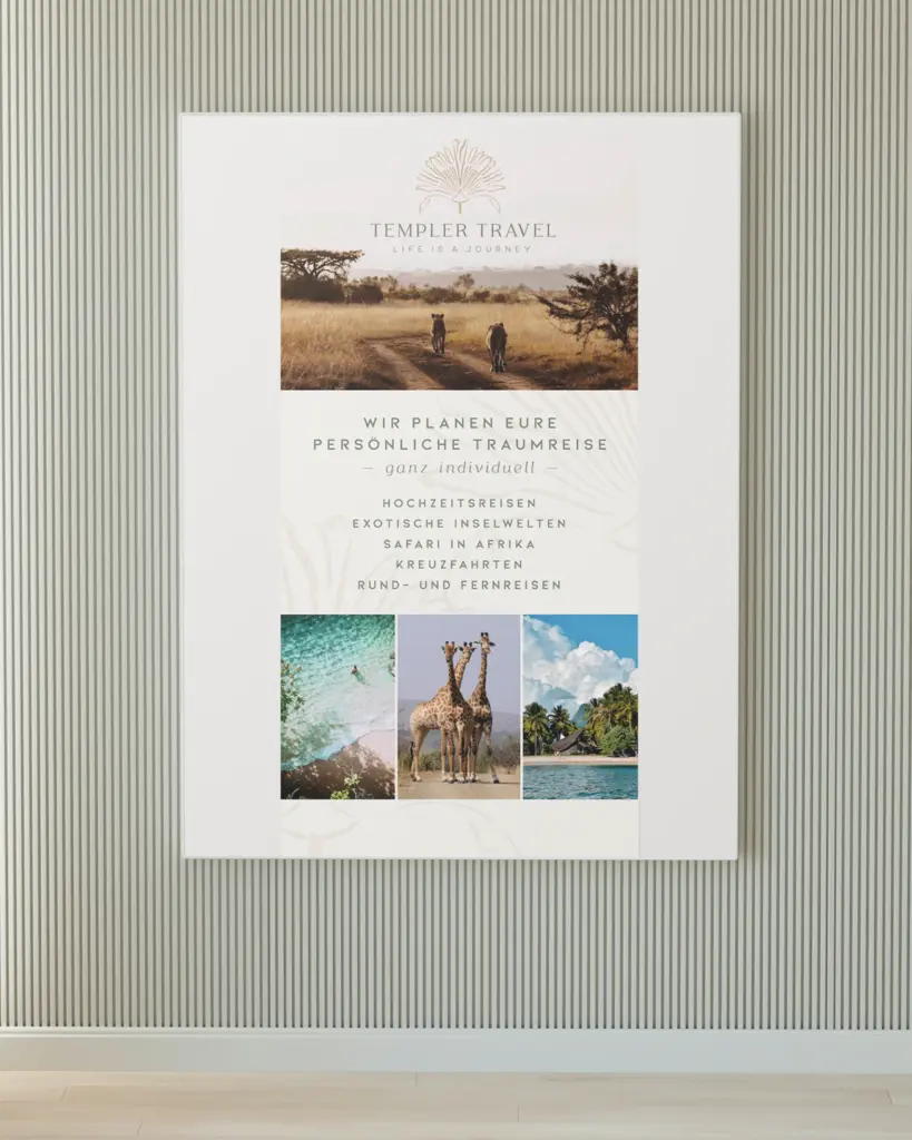 Ein Plakat an einer Wand, das Grafik Design München präsentiert - perfekt für alle, die kreative Lösungen für ihre Marke suchen.